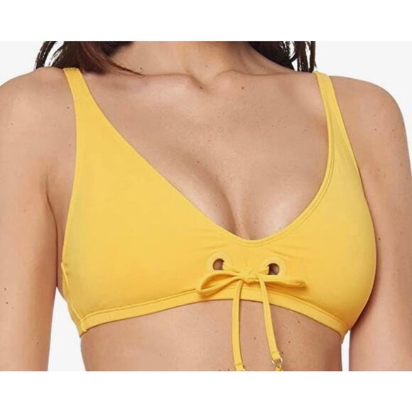 Bleu Rod Beattie Sunset Yellow Knot Front Bikini Top 6 NWT - Picture 1 of 2